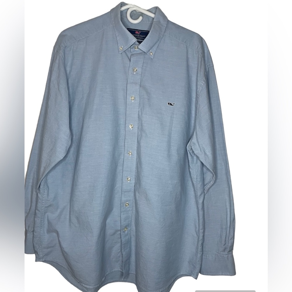 Men’s Vineyard Vines Light Blue Button Down Whale Shirt- XL